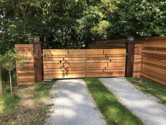 Cedar cladded automated gates