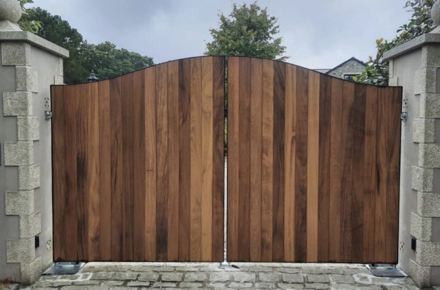 Iroko Hardwood Cladded Gates Cornwall